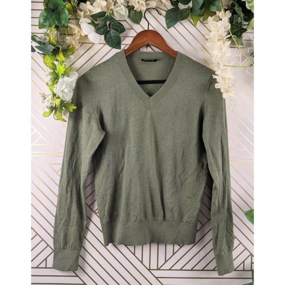 APC Women's Cotton Cashmere Blend V Neck Sweater Green Size Small